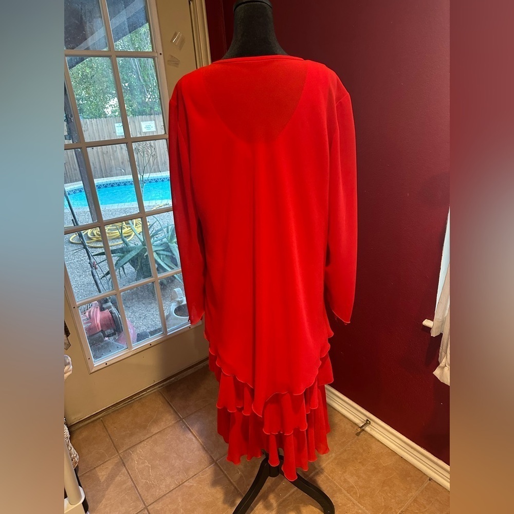 Vtg 80s Cattiva Saks Fifth Avenue Red Tiered Ruffle Dress Jacket Set Sz 12 USA - Picture 10 of 12